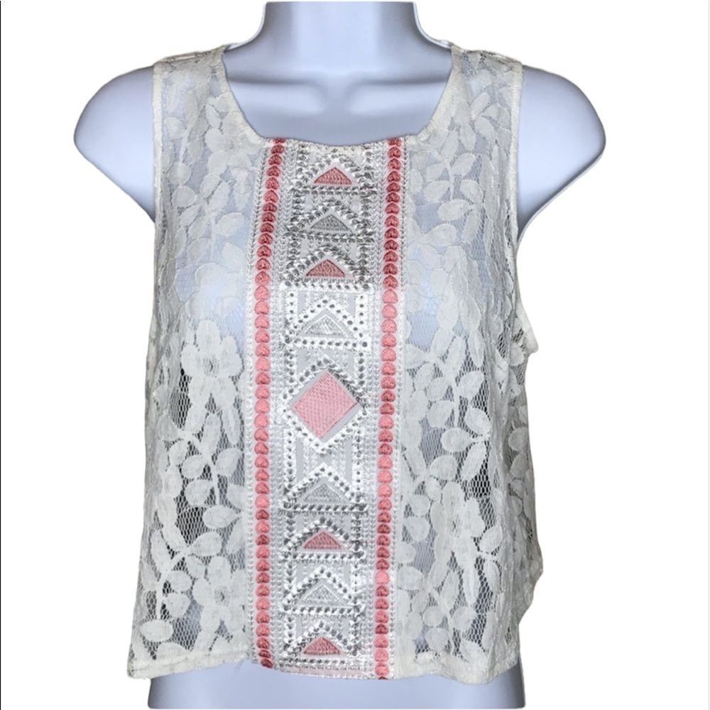 Lush Boho Lace Festival Crop Top | Size Small